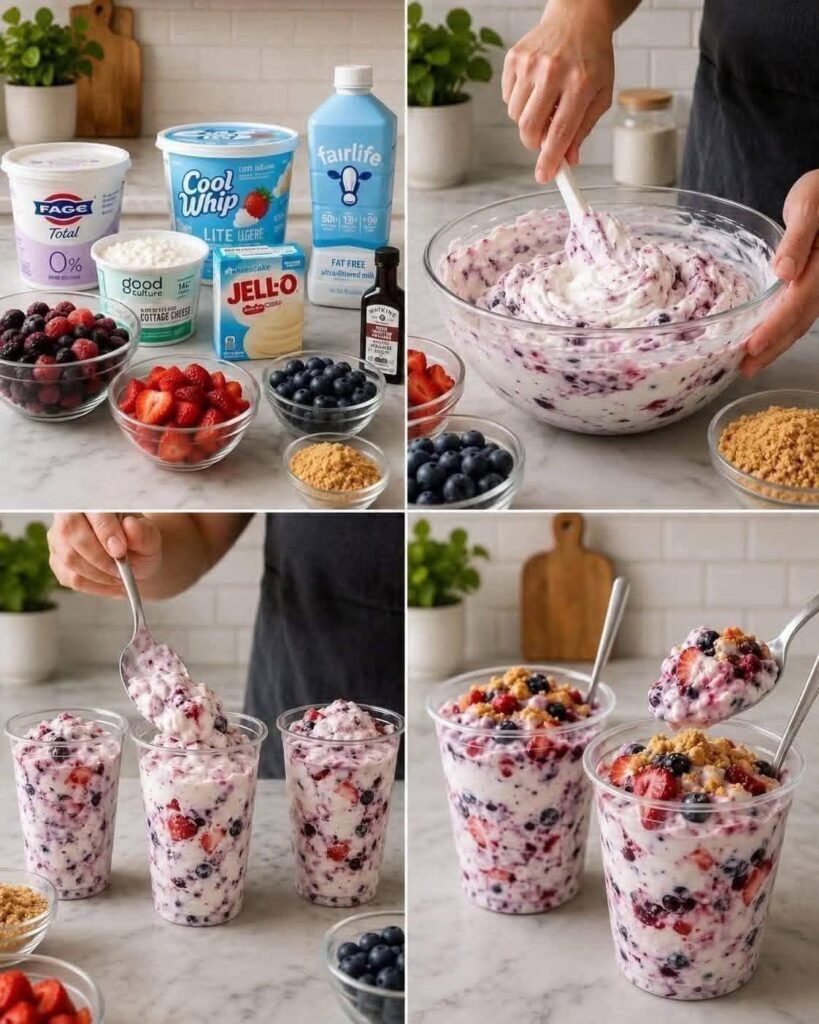High-Protein Berry Cheesecake Fluff Cups