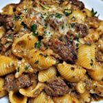 Creamy Beef and Shell Pasta Skillet