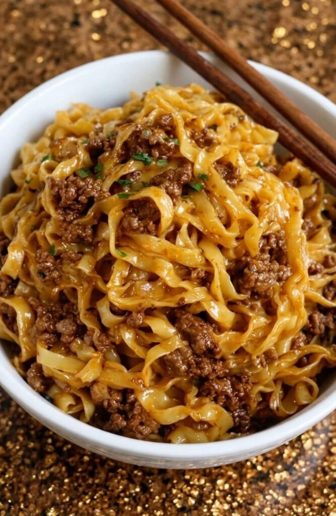 Mongolian Ground Beef Noodles