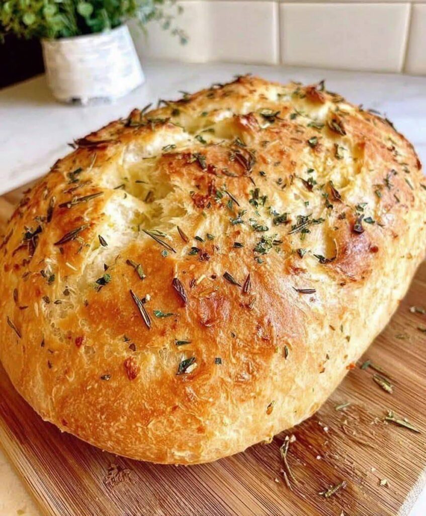 No-Knead Rosemary Garlic Artisan Bread