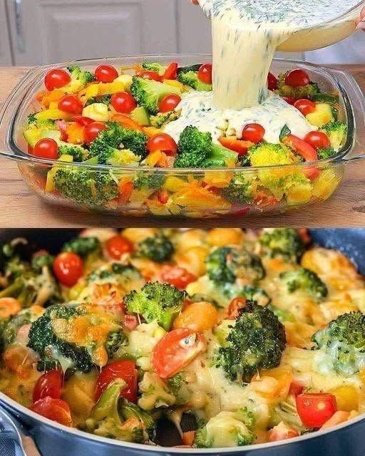 Cheesy Baked Broccoli & Vegetable Casserole