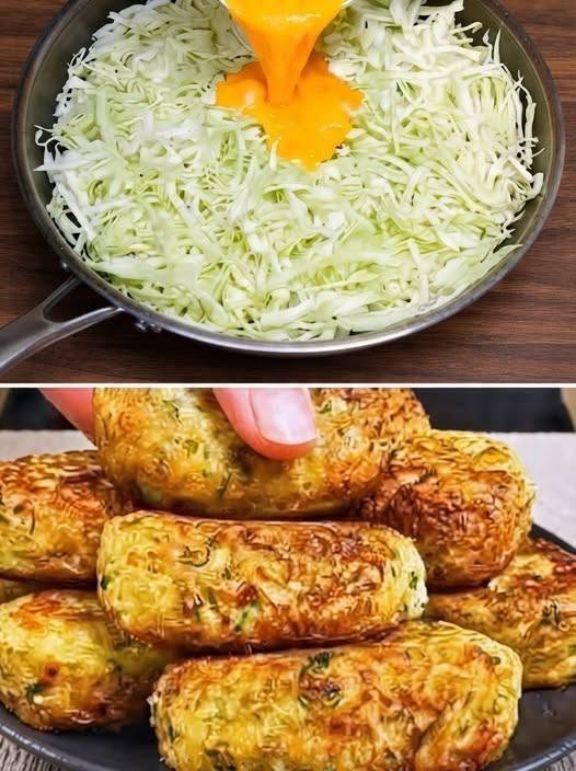 crispy cabbage and egg fritters