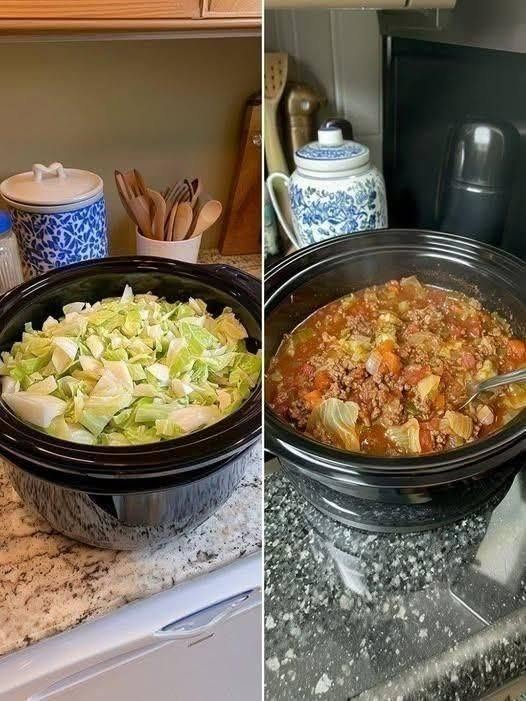 Slow Cooker Meaty Cabbage Soup