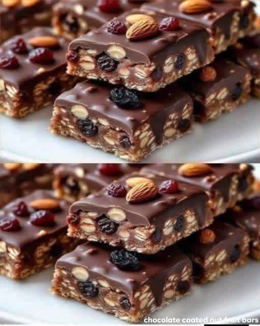 No-Bake Chocolate Fruit And Nut Oat Bars