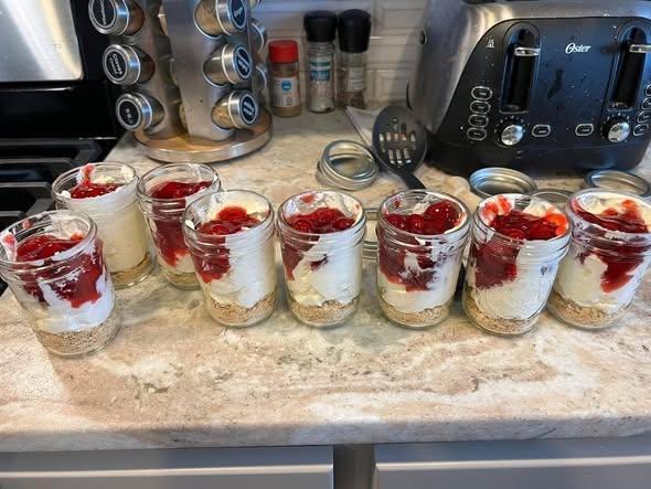 No-Bake Cherry Cheesecake in a Jar
