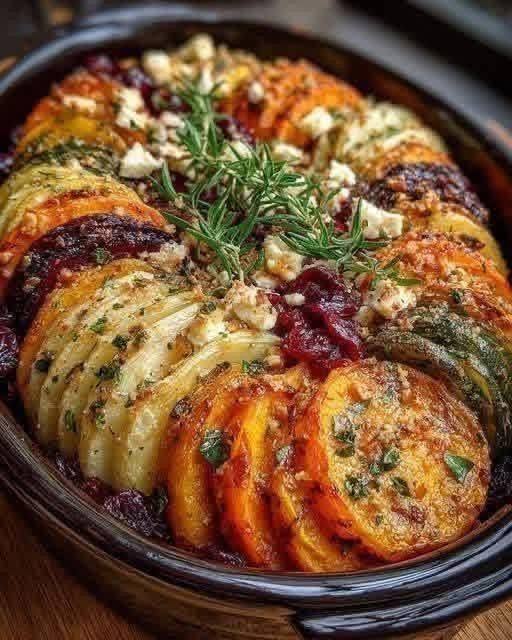 Layered Sweet Potato & Squash Casserole