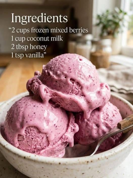 homemade Berry Coconut Frozen Ice Cream