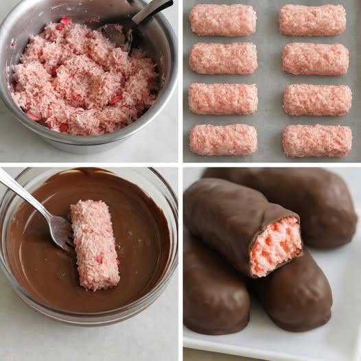 Homemade Strawberry Coconut Bounty Bars