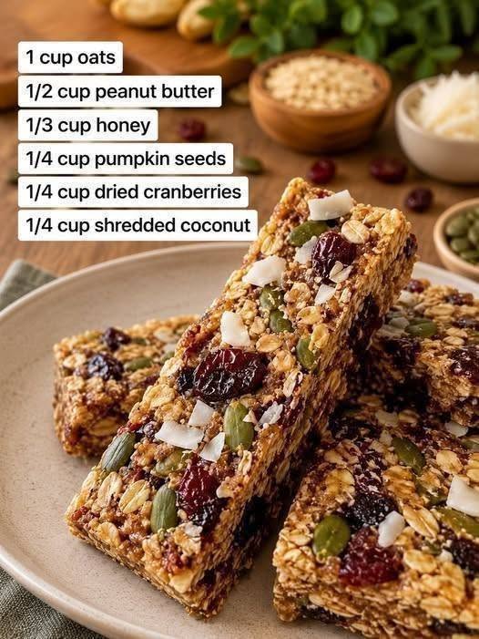 Homemade High-Protein Snack Bars with Oats, Peanut Butter & Cranberries