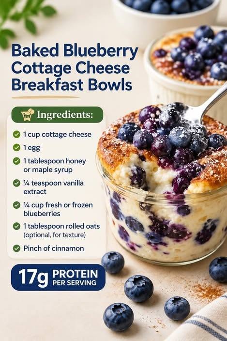 Baked Blueberry Cottage Cheese Breakfast Bowls