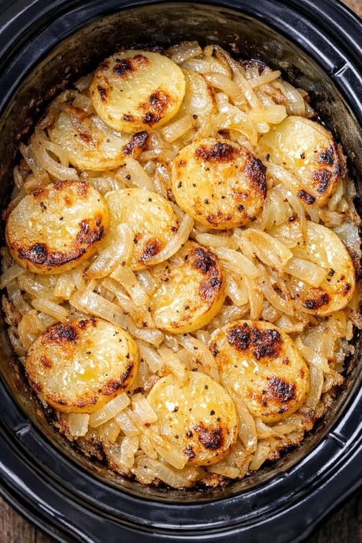 Slow Cooker Potato and Onion Bake Recipe
