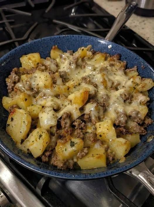Cheesy Beef and Potato Skillet