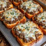 Cheesy Ground Beef Garlic Toasts