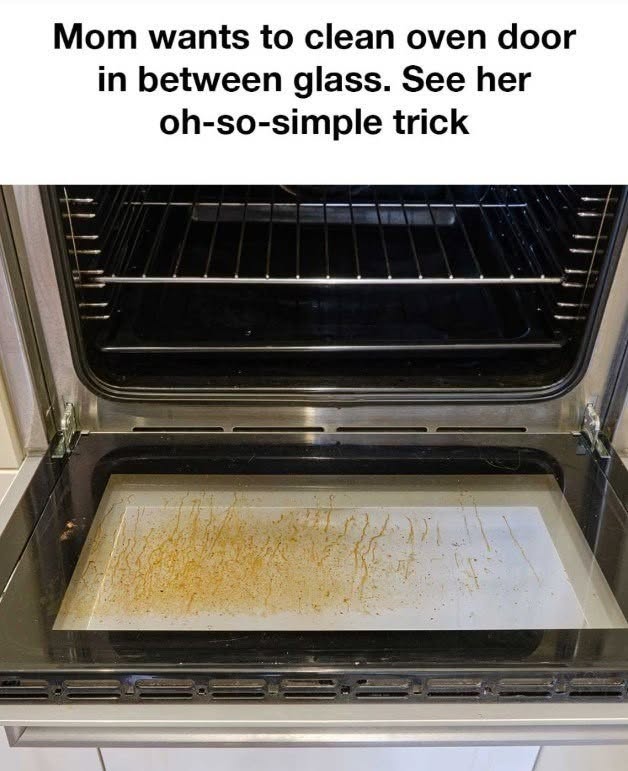 Mom wants to clean oven door in between glass. See her oh-so-simple trick