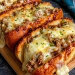 Philly Cheesesteak Stuffed Garlic Bread