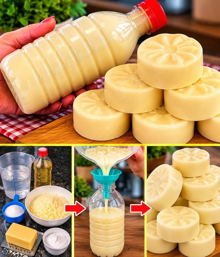 Easier and safer: Homemade soap in a bottle.