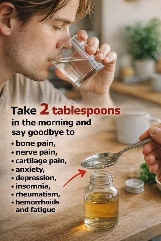 Take 2 tablespoons in the morning and say goodbye to bone pain, nerve pain, cartilage pain, anxiety, depression, insomnia, rheumatism, hemorrhoids and fatigue